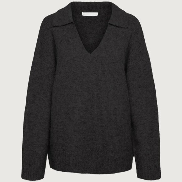 Oak + Fort Oversized Collared V-Neck Sweater - S-M - Picture 1 of 4